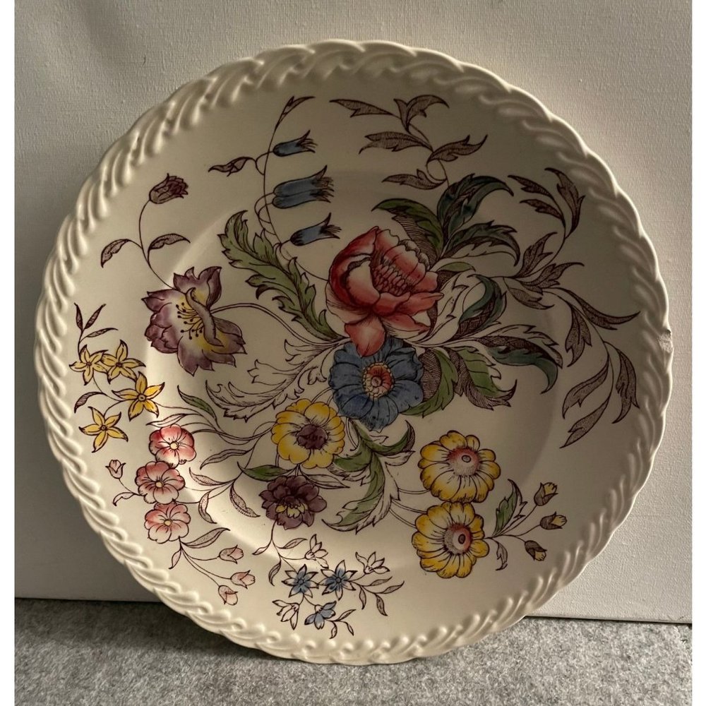 Vintage Hand Painted Underglazed Vernon Kilns  May Flower Floral Plate  #1041